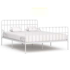 Bedframe met lattenbodem metaal wit 200x200 cm