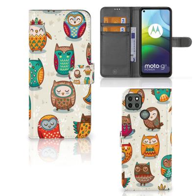 Motorola Moto G9 Power | Telefoonhoesje | Met pasjeshouder | Vrolijke Uilen
