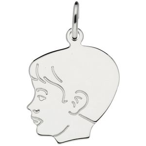 Glow Hanger 141.0076.00 Kinderkopje Jongen zilver 19 x 15 mm