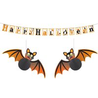 Guirca - Happy Halloween versiering slinger met 2x Vleermuizen 30 cm - thumbnail