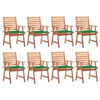 Tuinstoelen 8 st met kussens massief acaciahout