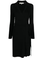 DVF Diane von Furstenberg robe portefeuille Mida en maille nervurée - Noir - thumbnail