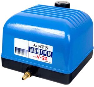 Aquaforte V-20 Luchtpomp - 1200L/h Capaciteit, 15W, Duurzaam Aluminium voor Gezonde Vijvers
