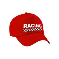 Racing / finish vlag verkleed pet rood voor volwassenen