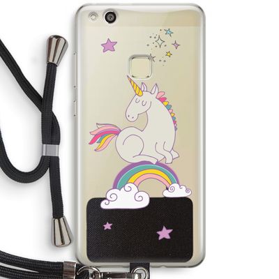 Regenboog eenhoorn: Huawei Ascend P10 Lite Transparant Hoesje met koord