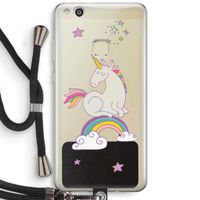 Regenboog eenhoorn: Huawei Ascend P10 Lite Transparant Hoesje met koord
