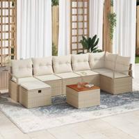 Tuinbankenset met kussen met opslag 8 pcs Beige poly rattan