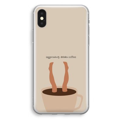 Aggressively drinks coffee: iPhone XS Transparant Hoesje