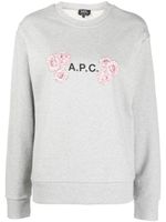 A.P.C. sweat fleuri à logo imprimé - Gris