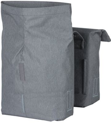 Basil city dubbele fietstas grijs, waterafstotend, geschikt voor e-bikes, reflecterend, 28-32l