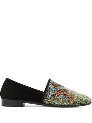 Giuseppe Zanotti mocassins à design de perles brodées - Noir