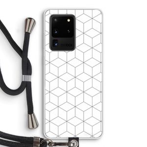 Zwart-witte kubussen: Samsung Galaxy S20 Ultra Transparant Hoesje met koord