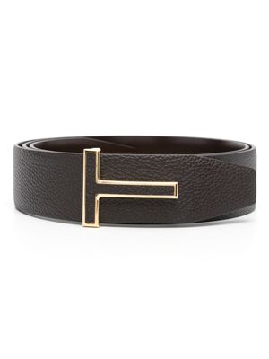 TOM FORD ceinture en cuir à boucle logo - Marron