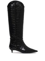 ANINE BING bottes Tall Rae 40mm à effet peau de crocodile - Noir