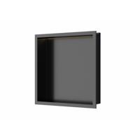 Inbouwnis Luca Sanitair 30x30x6,5cm RVS Gunmetal PVD + LED verlichting Inbouwnis Luca Sanitair 30x30x6,5cm RVS Gunmetal PVD + LED verlichting