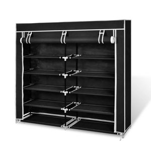 VidaXL Schoenenkast met hoes 115x28x110 stof zwart