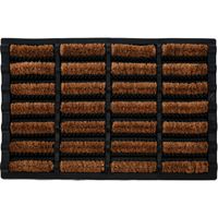 Droogloopmat/deurmat - voor binnen/buiten - zwart - rubber/kokos - 40 x 60 cm   - - thumbnail