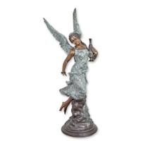 A BRONZE SCULPTURE OF A WINGED FEMALE
