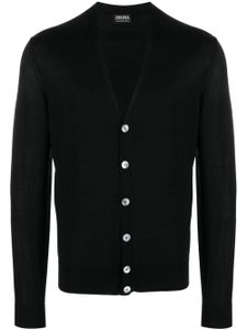 Zegna cardigan en laine à col v - Noir