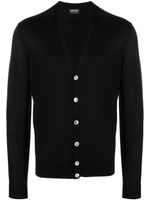 Zegna cardigan en laine à col v - Noir - thumbnail