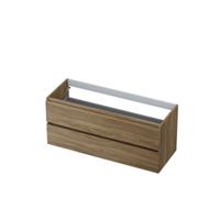 INK - Onderkast 2 Laden Greeploos met Houten Keerlijst - 1200x450x520 Mm - Zuiver Eiken