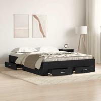 Bedframe met lades Zwart eiken 140 x 190 cm Bewerkt hout
