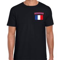 France t-shirt met vlag Frankrijk zwart op borst voor heren - thumbnail