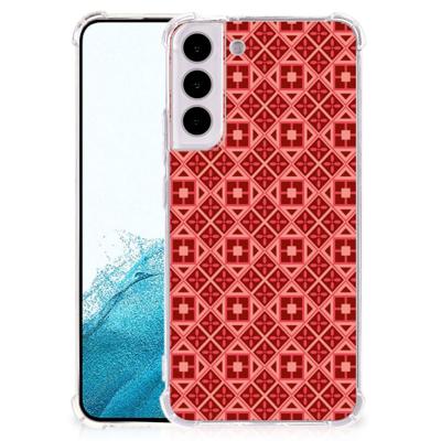 Samsung Galaxy S22 Plus Doorzichtige Silicone Hoesje Batik Rood Samsung Galaxy S22 Plus Doorzichtige Silicone Hoesje Batik Rood