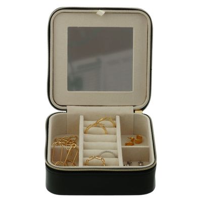 Sieradenbox zwart 5,8 x 11,5 x 11,5 cm