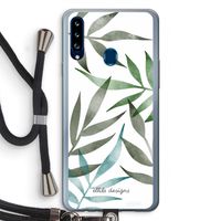 Tropical watercolor leaves: Samsung Galaxy A20s Transparant Hoesje met koord