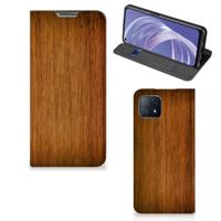 OPPO A73 5G Book | Wallet Case | Donker Hout
