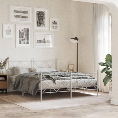 Bedframe met hoofd- en voeteneinde metaal wit 160x200 cm