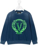 Versace Kids sweat à logo imprimé - Bleu