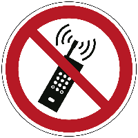 Draagbare telefoon verboden - Ø 200 mm - Kunststof bord