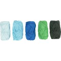 Creativ Company Katoengaren, afm 8/4, l: 5x50 m, blauw/groen harmonie, 5x20 gr/ 1 doos