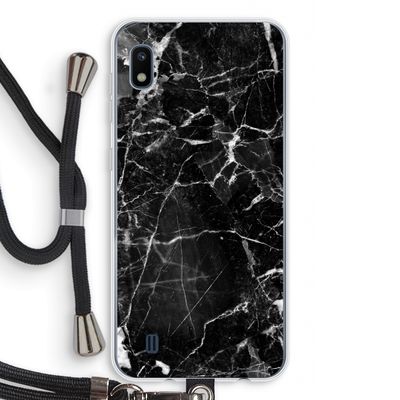 Zwart Marmer 2: Samsung Galaxy A10 Transparant Hoesje met koord