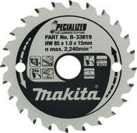 Makita Cirkelzaagblad Laminaat Specialized 85x15x1,0 24T - thumbnail