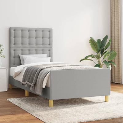 Bedframe met hoofdeinde stof lichtgrijs 90x200 cm
