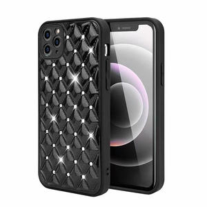 iPhone 7 hoesje - Backcover - Luxe - Diamantpatroon - TPU - Zwart