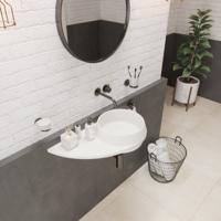 Fontein Ideavit Soliddual 3.0 70x35x14 cm Solid Surface Met Opbergruimte Links Mat Wit Ideavit