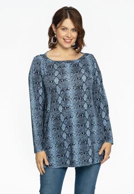 Yoek Tuniek flare met boothals | Blauw | Maat 42/44