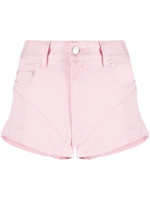 Mugler short en jean à empiècements - Rose