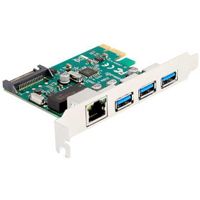 PCI Express x1 Card to 3 x USB 5 Gbps Type-A female + 1 x Gigabit LAN Controller - thumbnail
