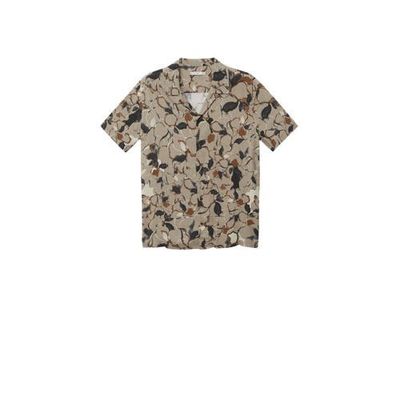 Mango Man regular fit overhemd met all over print beige/bruin
