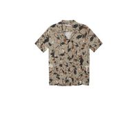 Mango Man regular fit overhemd met all over print beige/bruin - thumbnail