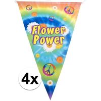 4x Vlaggenlijnen flower power hippie feest decoratie 5 meter - thumbnail