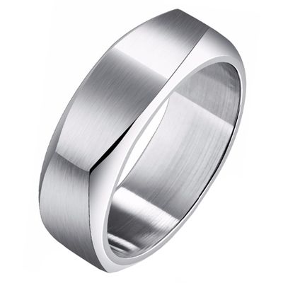 Zilverkleurige Mendes heren ring gepolijst Staal-19mm
