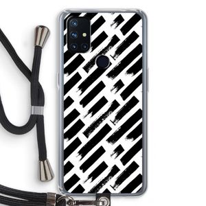 Zwarte vegen: OnePlus Nord N10 5G Transparant Hoesje met koord