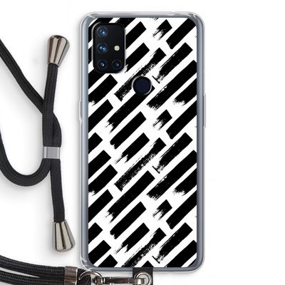 Zwarte vegen: OnePlus Nord N10 5G Transparant Hoesje met koord