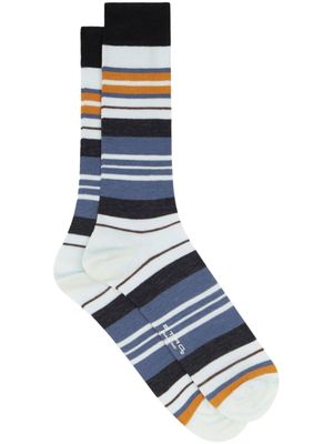 ETRO chaussettes rayées à logo imprimé - Bleu